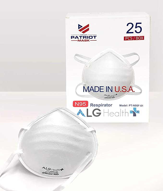 Patriot Face Cover, Made in USA, NIOSH Approved Respirator with Adjustable Nose Band (25 Pack)