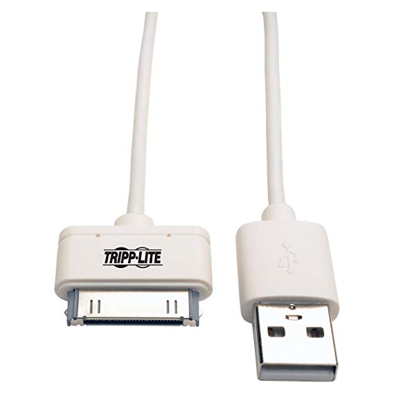 TRIPP LITE 30-Pin to 3' USB Sync Charge Cable Apple MFi Certified, White (M110-003-WH)