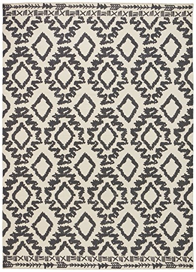 Rivet Black and Ivory Global Print Cotton Rug, 8' x 11'