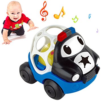 Biranco. Rattle and Roll Police Cartoon Car Toy Gift for Baby