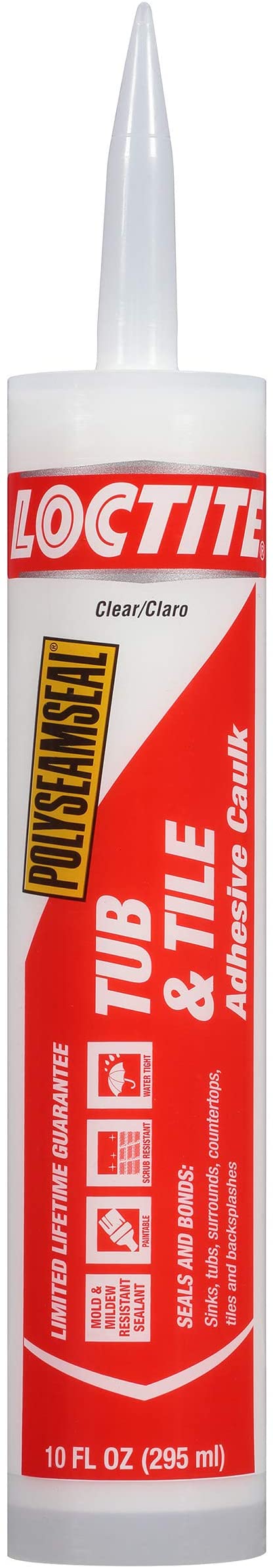 Loctite Polyseamseal Clear Tub and Tile Sealant, 10-Fluid Ounce Cartridge (2137997)