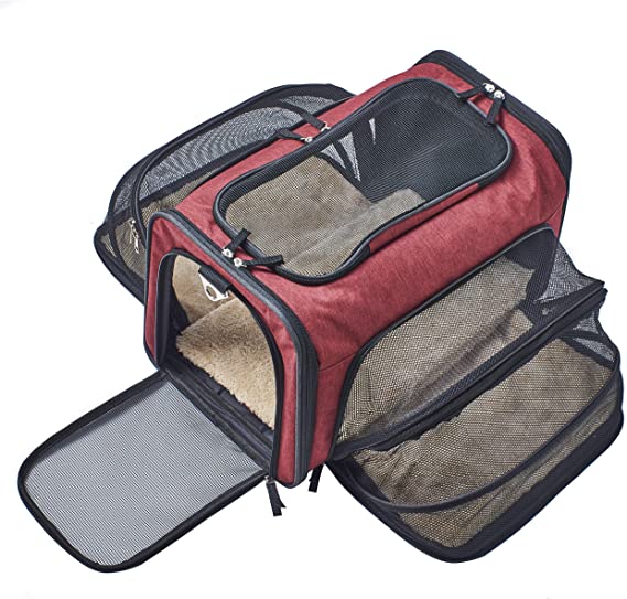Cat Carrier and Small Dog Carrier by Pet Peppy- Expandable Sides Creates Twice The Space for Pets - Perfect Cat Travel Bag | Dog Travel Bag - Airline Approved Pet Carrier!