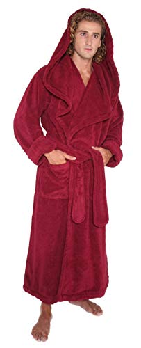 Arus Men’s Big & Tall Long Monk Robe Hooded Full Length Turkish Cotton Bathrobe