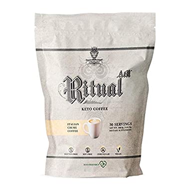 Ambrosia Ritual AM - Morning Biohacking Theorem | Keto Coffee Drink with MCT Oil - GoBHB Ketones - Velositol | Vegan Friendly - Brain & Body Energy (Italian Creme Coffee, 30 Servings)