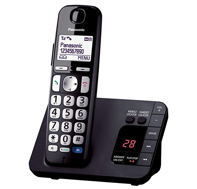 Panasonic KX-TGE720EB Big Button DECT Cordless Telephone with Nuisance Call Blocker & Digital Answering Machine (Single Handset Pack) – Black