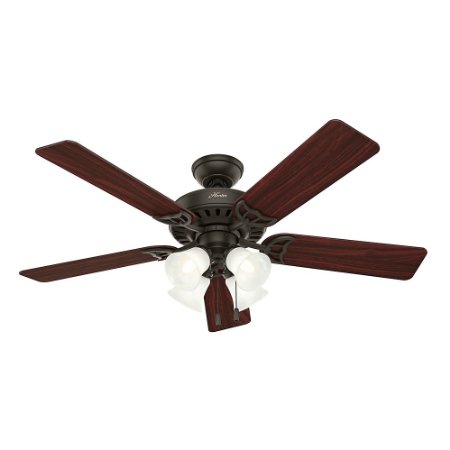 Hunter 53067 Studio Series 52-inch New Bronze Ceiling Fan with Five Walnut/Cherry Blades and Light Kit
