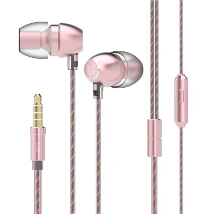 UiiSii HM7 Headphones In-ear Earphones with In-line Mic for iPhone, iPod, iPad, Samsung Galaxy, Htc etc （rosy gold）