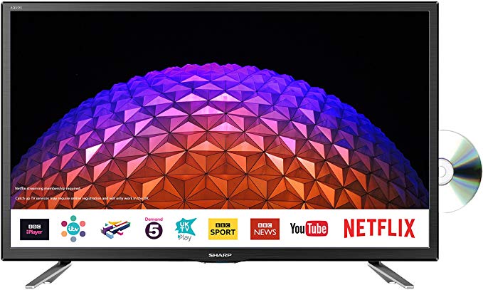 Sharp LC-24DHG6131KF 24 Inch HD Ready LED Freeview Play, Smart TV, Built-In DVD Player, 2 x HDMI, Scart, USB Record