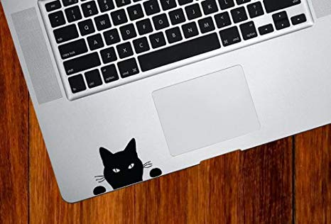 Yadda-Yadda Design Co. Cat Watching - Soon. Cat - Trackpad/Keyboard - Vinyl Decal (BLACK)