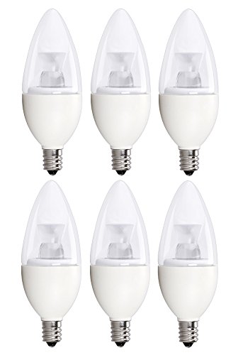 6 Pack Bioluz LED™ 5W Dimmable Candelabra LED Bulbs C37 E12 (40W Equivalent) UL Listed, 350 lumens, 120° Beam Angle, 2700K Warm White LED Candle Bulbs, Pack of 6