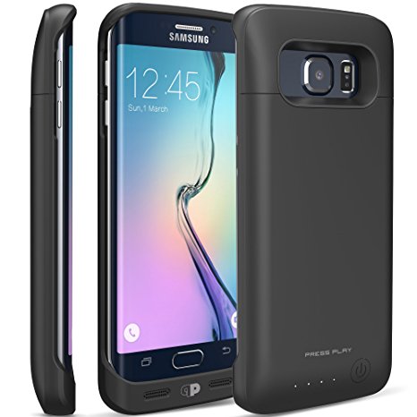 Galaxy S6 Edge Battery Case : PressPlay® Rechargeable Extended Charging Case [12-Month Warranty] 3500mAh Protective Charger Case for Samsung Galaxy S6 with Elite Design   LED Charge Indicator Light