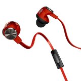 Earphones Vetung Noise Isolation Bass Enhanced Premium Earbuds with Mic and Remote Control Couple Headphone for Iphone Ipod Ipad Android Smartphone Mp3 Players Etc Red
