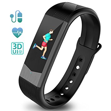 Fitness Tracker Activity Tracker Fitness Watch Heart Rate Monitor Pedometer Sleep Monitor Smart Bracelet Waterproof 3D UI Color Screen Display with Call/SMS Reminder, GPS/Blood Pressure Monitor/Stopwatch