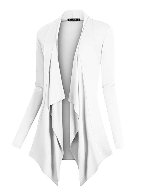 Urban CoCo Women's Drape Front Open Cardigan Long Sleeve Irregular Hem