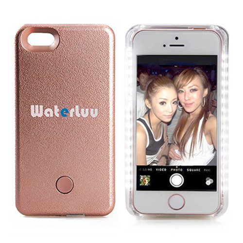 WaterLuu Led Illuminated Cell Phone Case for iPhone 5/5S/SE for Bright Selfie (Rose Gold)