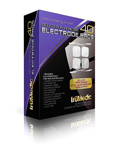 truMedic 40 Replacement Pads Oem Tens Electrode Pads with Bonus Set, White