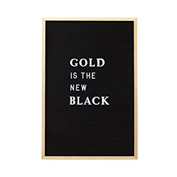RIVI Vintage Inspired Changeable Letter Board 12x18 inches with 290 Character Letter Set and Gold Metal Frame