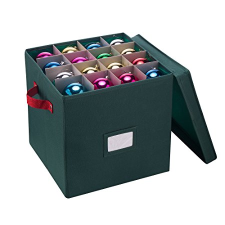 Elf Stor Premium Green Ornament Storage Chest for 64 Balls w/ Dividers