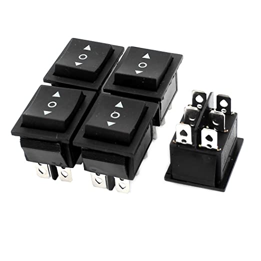 uxcell 5 Pcs AC 16A/250V 20A/125V 6 Pin DPDT 3 Position Snap in Boat Rocker Switch (Pack of 5)