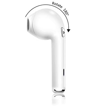 NOIHK Bluetooth Headphone,Mini Wireless Earphone in-Ear Earphone with 180°Rotation Mic Stereo Sound Handsfree Headphone Compatible for Android/iPhone / Samsung/PC / iPad(Single Earphone)