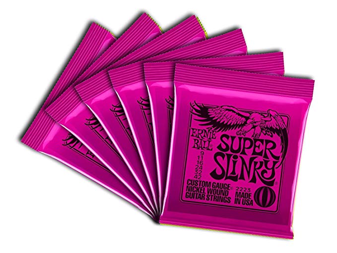 Ernie Ball 2223 Nickel Super Slinky Pink Electric Guitar Strings 6 Pack