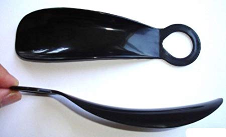2 New Curved Small 5.5" SHOEHORN Shoe Horn Black Travel Pocket