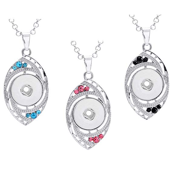Ginooars Pack of 3 18mm Hang Snap Base Pendants for Interchangeable Snap Charms Necklace Making-Great Gift/Craft Idea