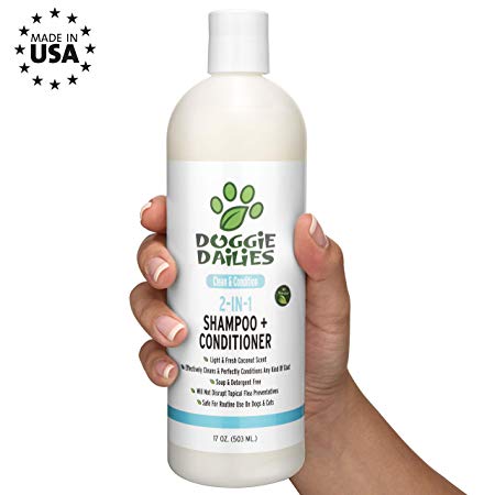 Doggie Dailies Shampoo for Dogs: 2-in-1 Dog Shampoo and Conditioner, Effectively Cleans, Conditions, and Moisturizes Skin & Coat, Natural Dog Shampoo for Dry and Itchy Skin, Made in The USA