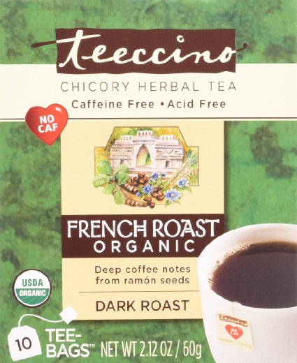 Teeccino Herbal Coffee Herbal Coffee Tee-Bags French Roast 10 Bags 1--Pack