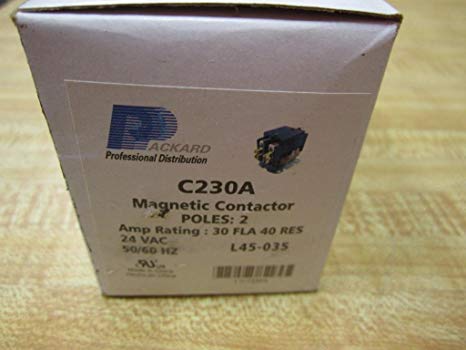 Packard C230A 2 Pole Coil Contactor, 30 Amp/24V