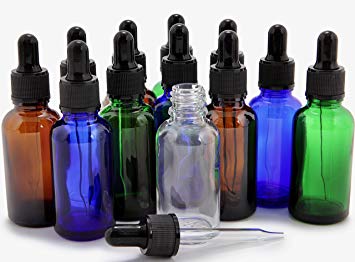 Vivaplex, 12, Assorted Colors, 1 oz Glass Bottles, With Glass Eye Droppers