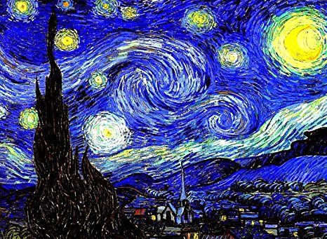 Vincent Van Gogh Starry Night Fabric Cloth Rolled Wall Poster Print -- Size: (32" x 24" / 17" x 13")