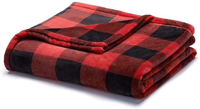 Super Soft Plush Throw- Assorted Styles (Red Plaid)