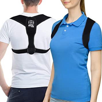 Skinomi HealthUSA Posture Corrector for Men and Women Breathable Adjustable Upper Back Straightener Clavicle Support Brace for Universal Neck, Lower Back, Lumbar Support and Shoulder Pain Relief