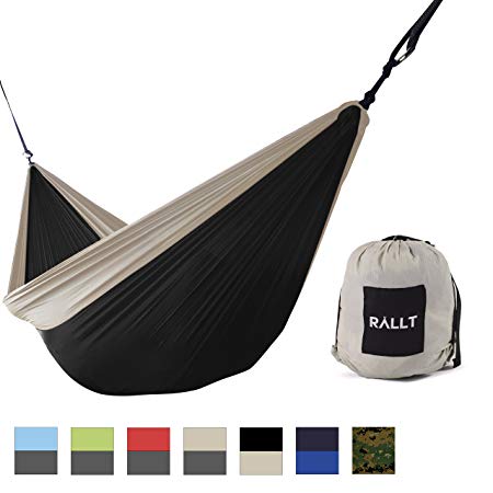 Rallt Camping Hammock - Ripstop Parachute Nylon - Gear for Hiking, Backpacking and Survival - Lightweight Portable Durable