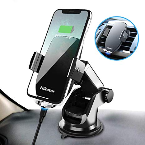 2019 4th Generation Wireless Car Charger Mount, Automatic Sensing Clamping Car Mount Holder, 7.5w/10w Qi Fast Charging Car Phone Holder Compatible with iPhone Xs/Xs Max/XR/X/ 8/8 Plus, Samsung Galax