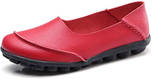 ALLY UNION MAKE FORCE Women's Leather Loafers Casual Slip-on Moccasins Comfort Driving Flats Shoes