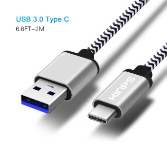 Type C Cable, Kinps®Nylon Braided USB Type C 3.1 to USB A 3.0 Sync & Charging Braided Cable for Apple New MacBook 12'', Nexus 6P, Nexus 5x, Nokia N1, One Plus 2, and Other Type-C Devices(6.6FT-Black)