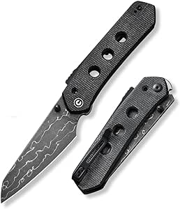 CIVIVI Vision FG Pocket Knife for EDC, Superlock Folding Knife with 3.54" Reverse Tanto Damascus Blade Canvas Micarta Handle, Ideal Gift for Men Women C22036-DS2