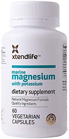Xtend-Life Marine Magnesium with Potassium Supplement - Natural Support for Cardiovascular Health, Bone Density, Muscle Relaxation & Nerve Function - 60 Vegan Capsules