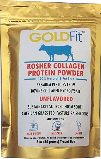 Dr. Formulas Goldfit Hydrolyzed Collagen Peptides from Grass Fed S American Cows - Tasteless, Low Carbohydrate, Kosher Protein, Travel Size