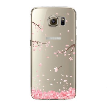 Urberry Samsung Galaxy S6 Edge Cover, Cherry Leaf Falling TPU Case for Samsung Galaxy S6 Edge with Screen Protector