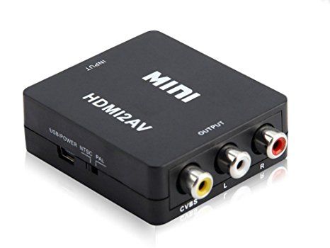 Kangcheng 1080p HDMI to RCA CVBS AV Composite Converter HDMI2AV Adapter support PAL/NTSC TV format output(black)
