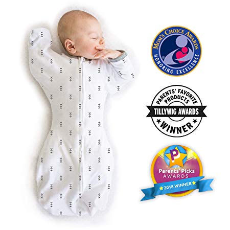 SwaddleDesigns Transitional Swaddle Sack with Arms Up, Tiny Arrows, Black, Medium, 3-6MO, 14-21 lbs (Parents’ Picks Award Winner)