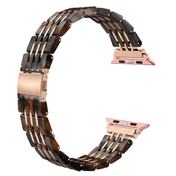 Wearlizer Womens Compatible Apple Watch Band 38mm iWatch Resin Unique Wristband Cool Sport Strap Bracelet Replacement, Metal Stainless Steel Buckle Series 3 2 1 Nike  Edition-Deep Rose Gold Pink