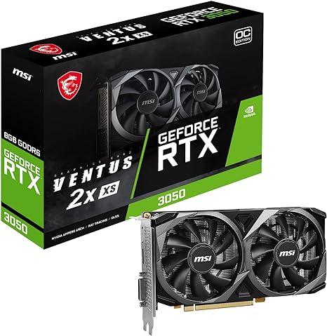 MSI Gaming GeForce RTX 3050 8GB GDRR6 128-Bit HDMI/DP PCIe 4 Torx Twin Fans Ampere OC Graphics Card (RTX 3050 Ventus 2X XS 8G OC)