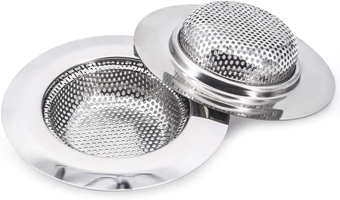 Kitchen Sink Strainer Stainless Steel Sink Strainer with Large Wide Rim 4.5" for Mesh Sink Strainer, Large (Pack of 2)