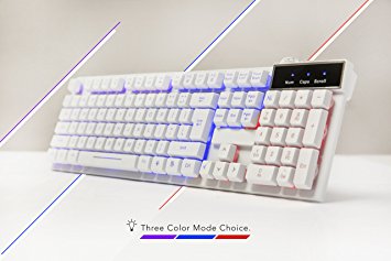 K-RAY K6 3 Colors Backlit LED Mechanical Feeling USB Wired Professional Gaming Keyboard (White)