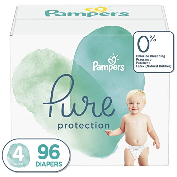 Diapers Size 4, 96 Count - Pampers Pure Protection Disposable Baby Diapers, Enormous Pack