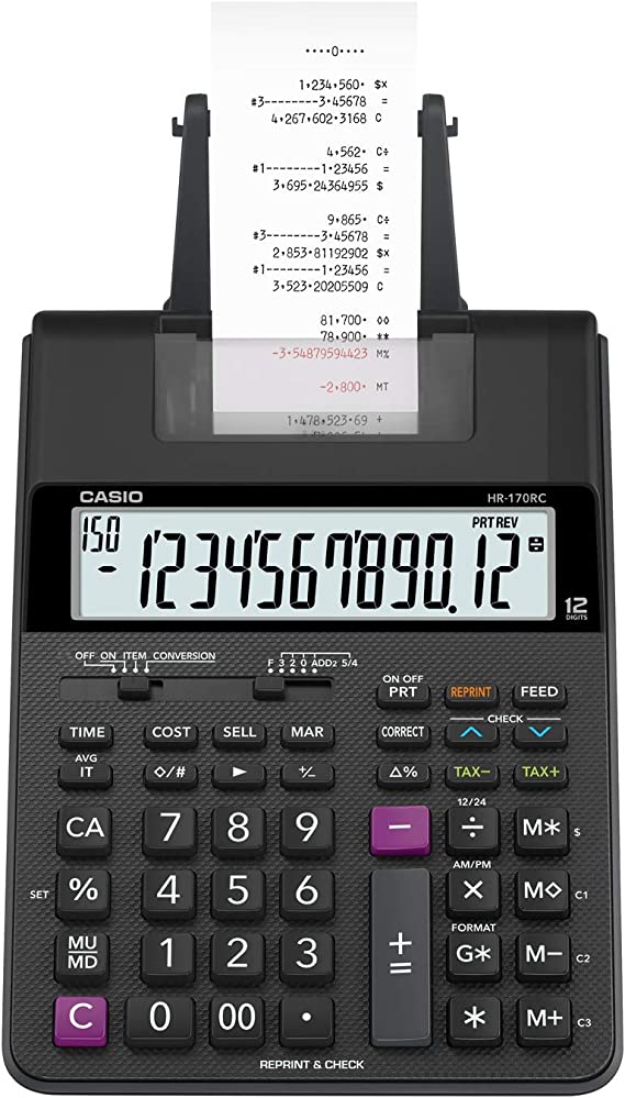 Casio HR-170RC Mini Desktop Printing Calculator, Small